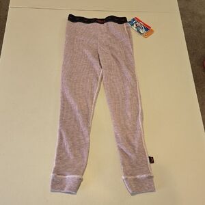 Hot Chillys Thermal Ribbed Leggings with Black Waistband - Light Mauve, Size M